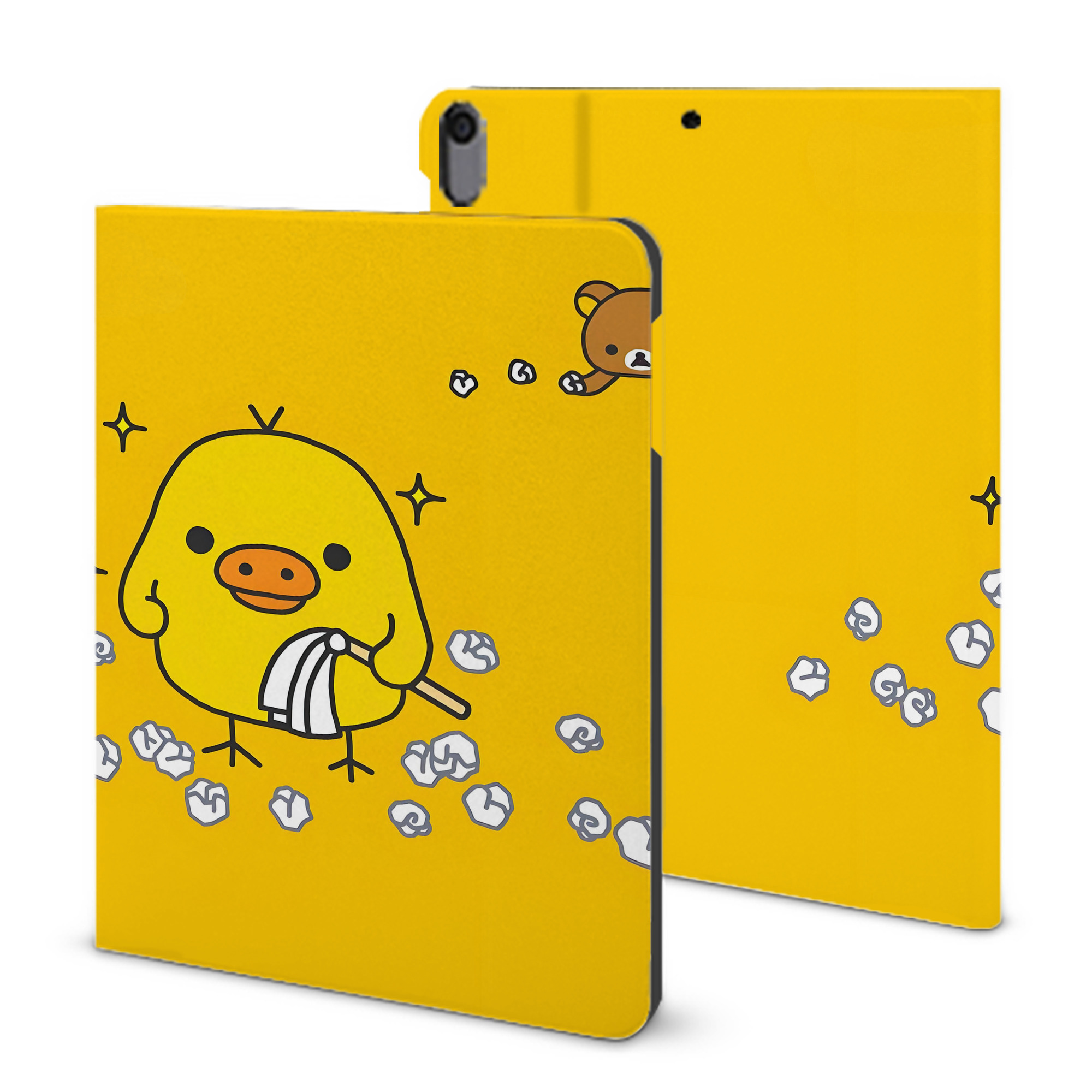 （画像用） リラックマ リラックマ キイロイトリ Rilakkuma Korilakkuma Kiiroitori IPad ケース ブック型 PUレザー TPU 耐衝撃 軽量 薄型 ペン収納なし 全面保護 IPad 各モデル対応
